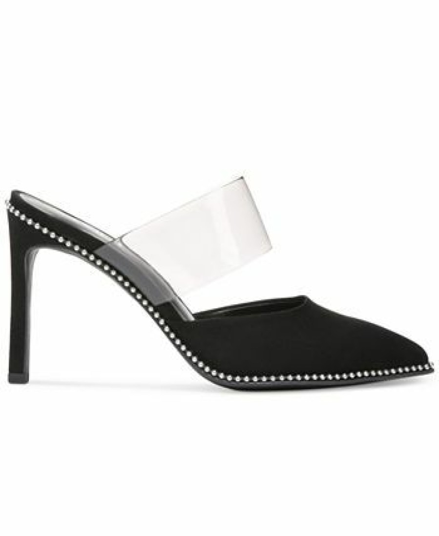 Heels & Pumps * | Bar Iii Ielle Heeled Mule Pumps, Created For Macy'S Black Micro