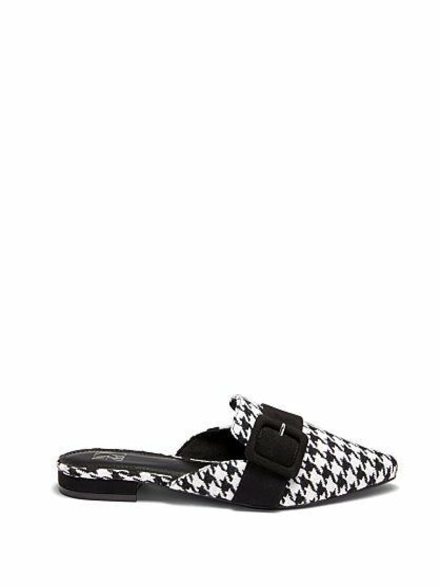 Flats * | New York & Company Parker Flat Mule Houndstooth Black - Black/White