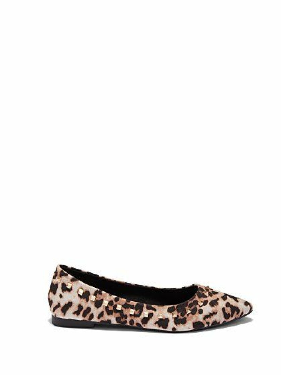 Flats * | New York & Company Harper Studded Flat Leopard-Print Black - Black