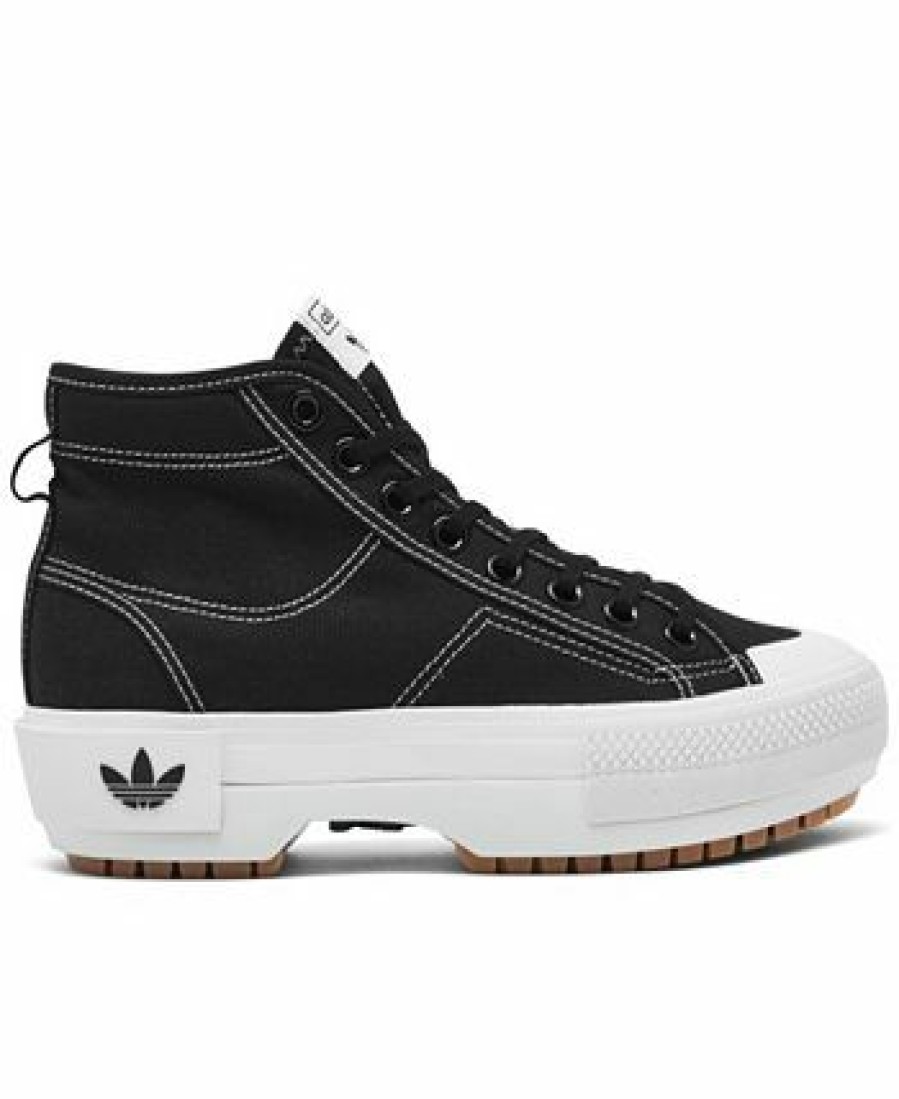 Finish Line Women'S Shoes * | Adidas Women'S Originals Nizza Trek Sneaker Boots From Finish Line Black, White