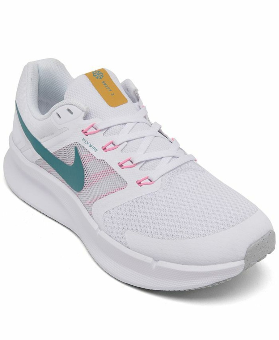 Finish Line Women'S Shoes * | Nike Women'S Run Swift 3 Running Sneakers From Finish Line White, Noise Aqua