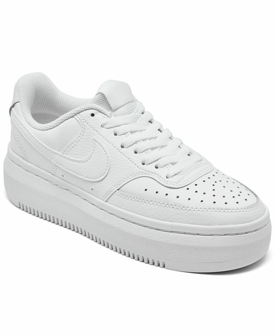 Finish Line Women'S Shoes * | Nike Women'S Court Vision Alta Leather Platform Casual Sneakers From Finish Line White