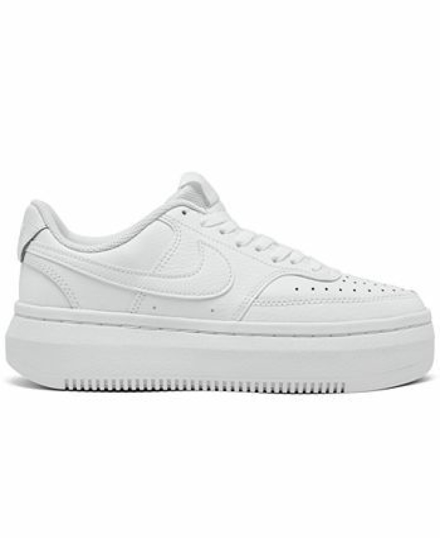 Finish Line Women'S Shoes * | Nike Women'S Court Vision Alta Leather Platform Casual Sneakers From Finish Line White