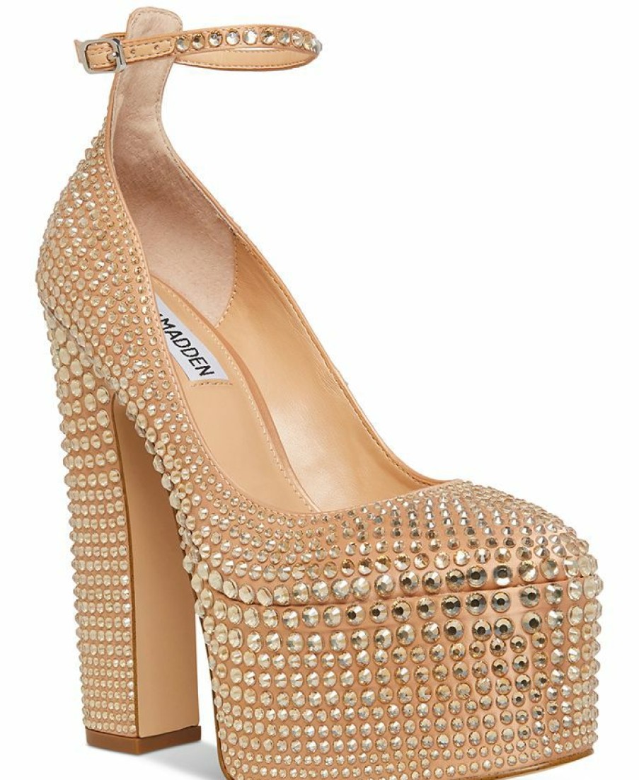 Heels & Pumps * | Steve Madden Women'S Skyrise Ankle-Strap Rhinestone Platform Pumps Rose Gold Rhinestone