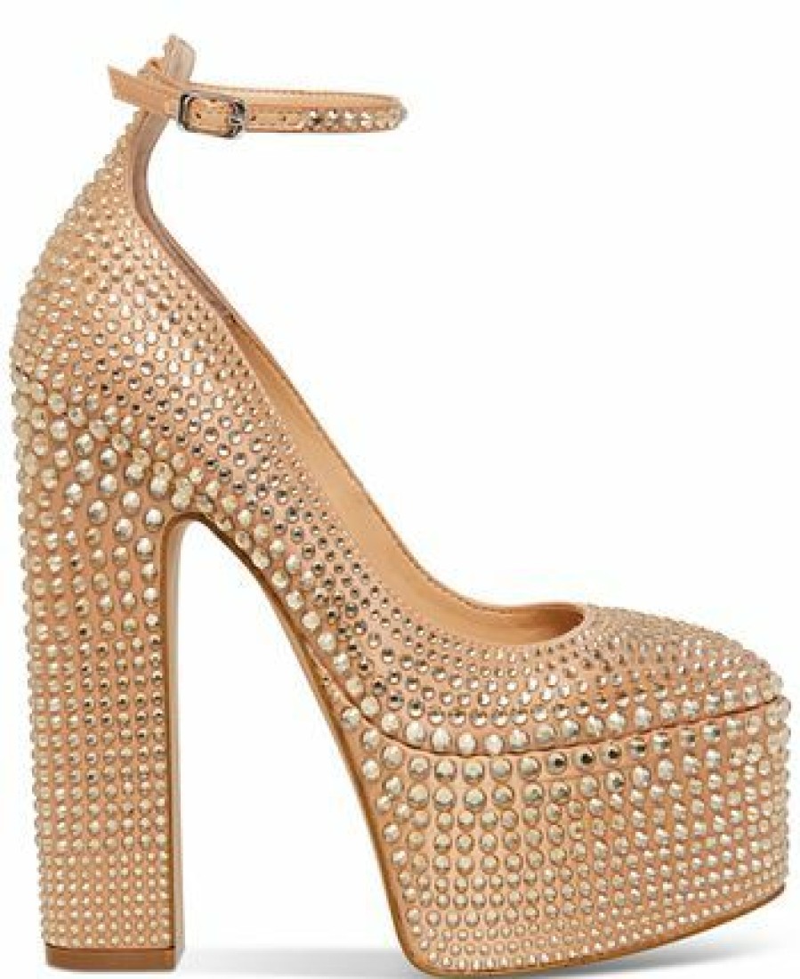 Heels & Pumps * | Steve Madden Women'S Skyrise Ankle-Strap Rhinestone Platform Pumps Rose Gold Rhinestone