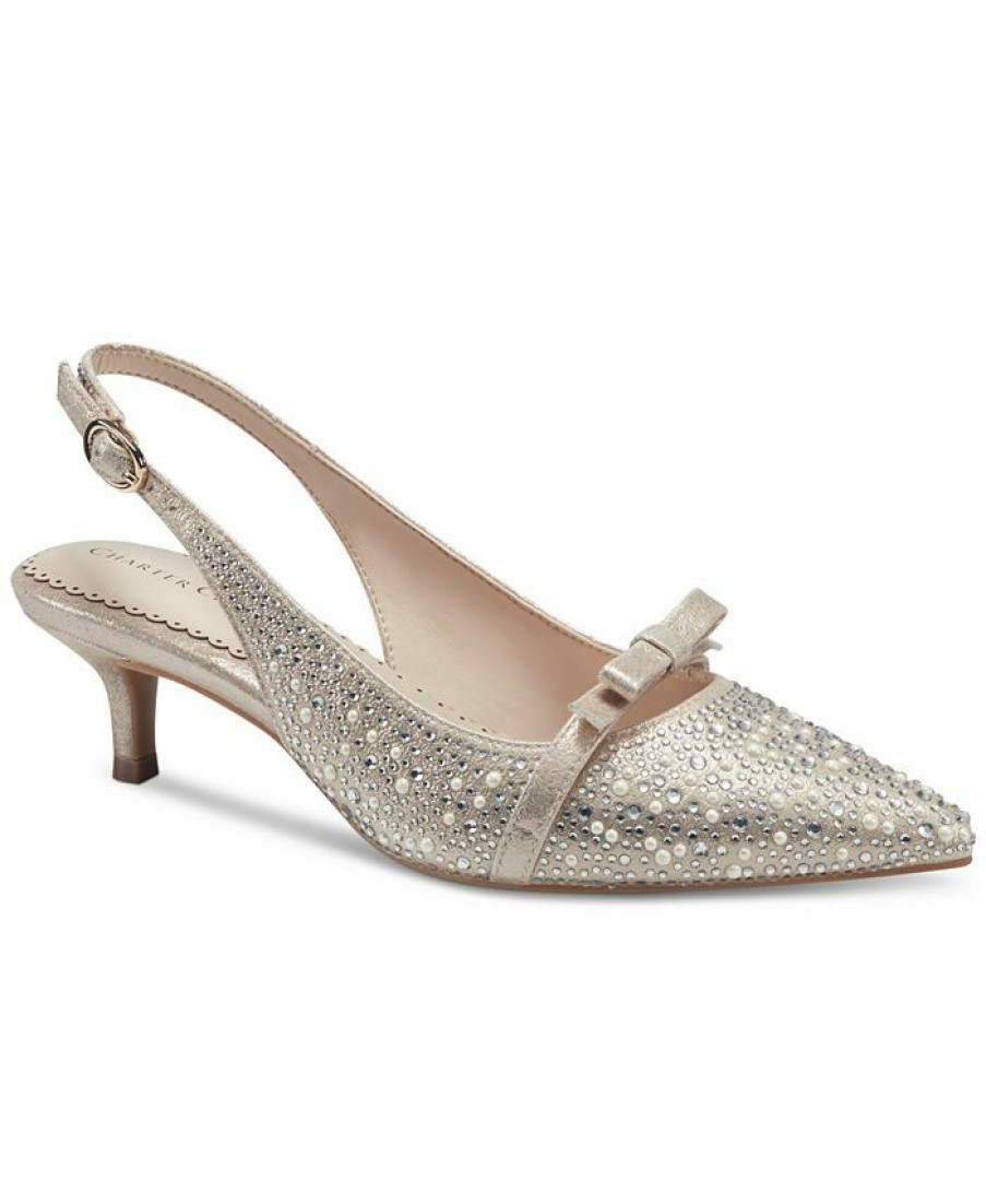 Heels & Pumps * | Charter Club Gilaa Evening Slingback Pumps, Created For Macy'S Champange Pearl