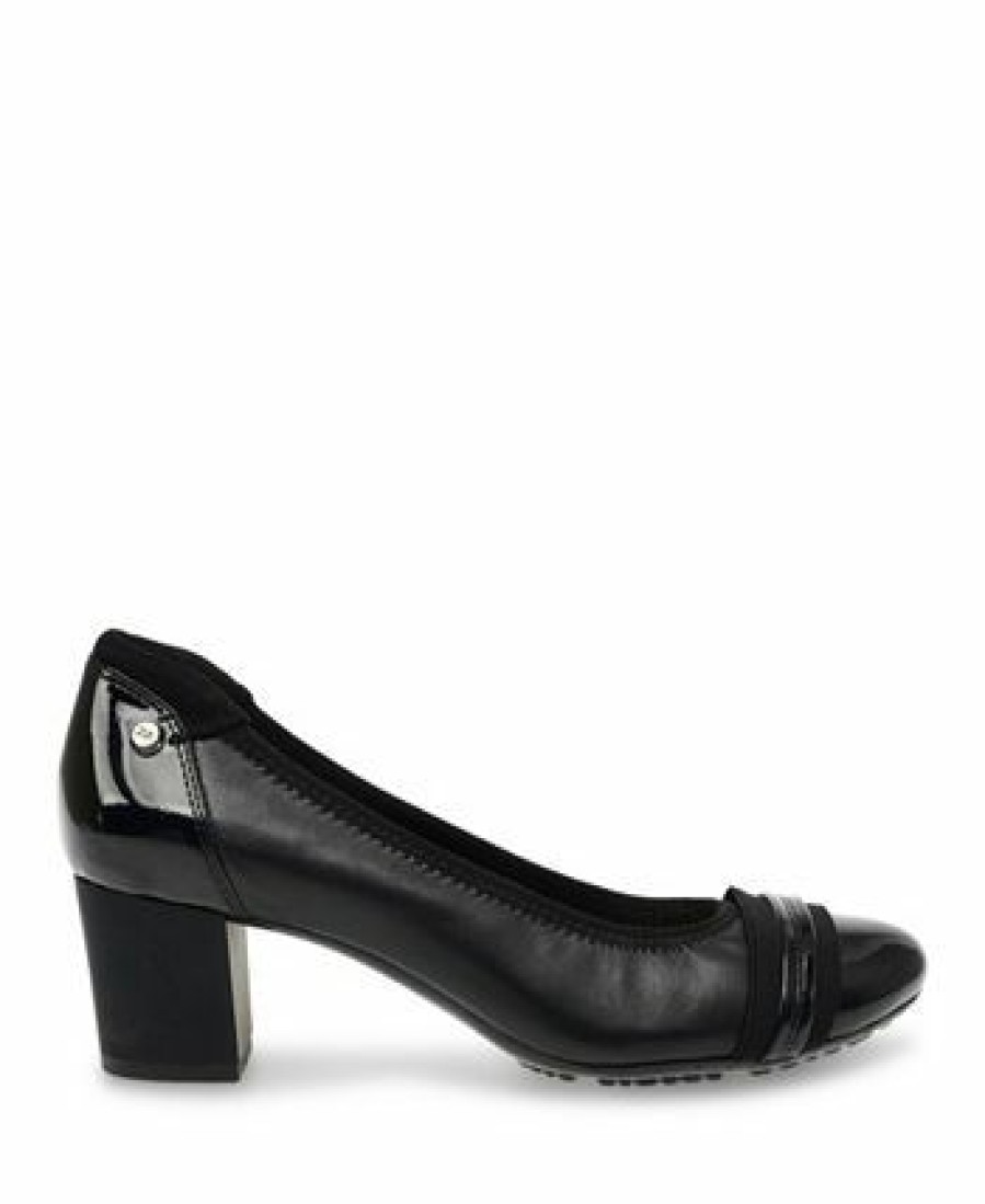 Heels & Pumps * | Anne Klein Sport Guardian Block Heel Pumps Black Leather