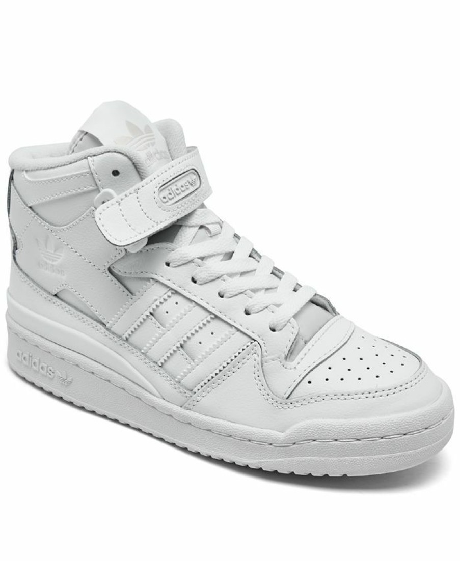 Finish Line Women'S Shoes * | Adidas Women'S Originals Forum Mid Casual Sneakers From Finish Line Footwear White, White