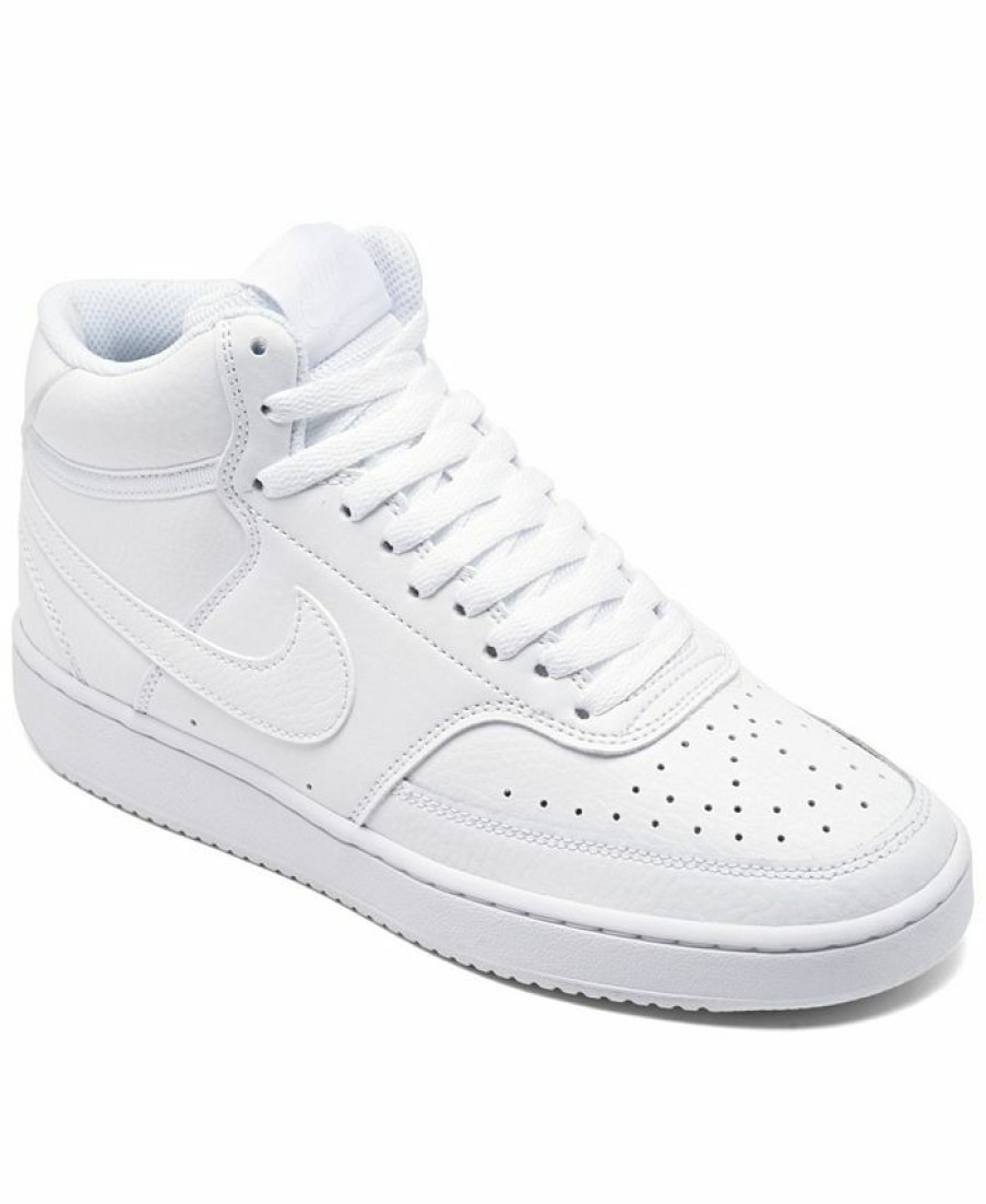 Finish Line Women'S Shoes * | Nike Women'S Court Vision Mid Casual Sneakers From Finish Line White, White-White