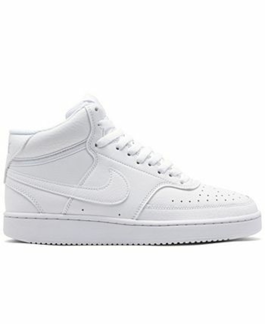 Finish Line Women'S Shoes * | Nike Women'S Court Vision Mid Casual Sneakers From Finish Line White, White-White