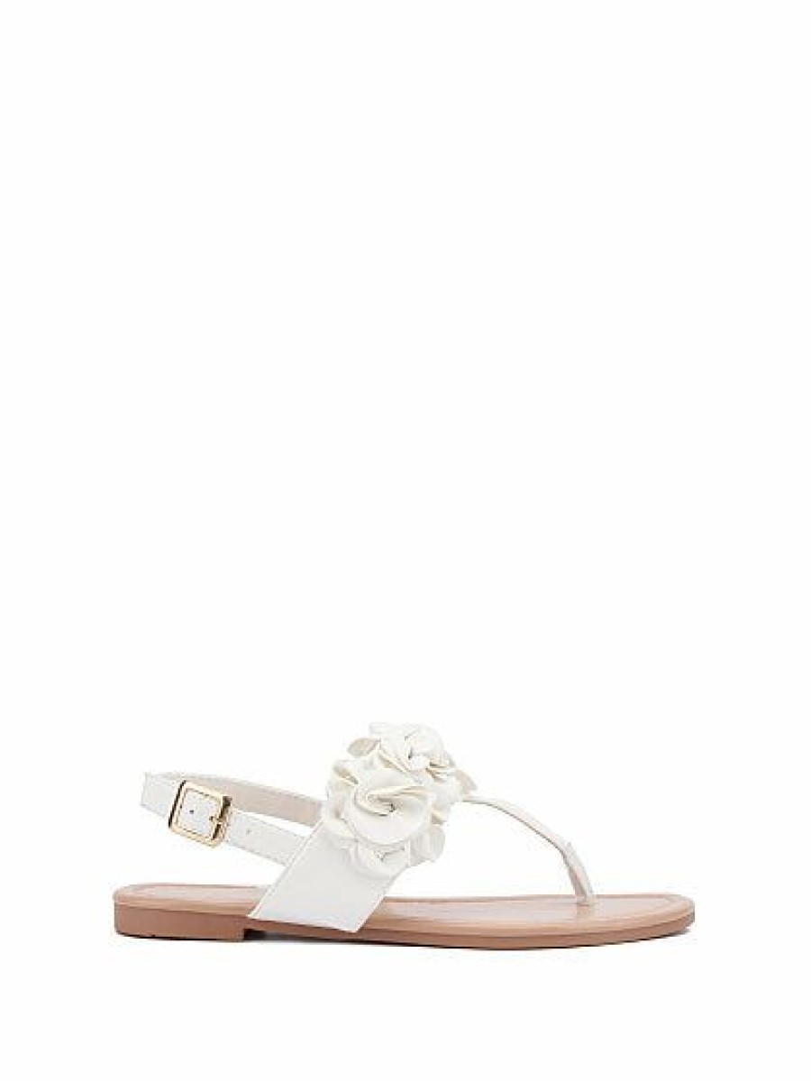 Sandals * | New York & Company T-Strap Floral-Detail Sandal