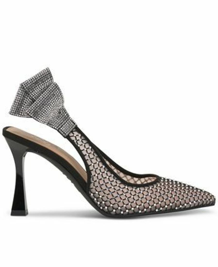 Heels & Pumps * | Inc International Concepts Women'S Ammiye Slingback Pumps, Created For Macy'S Black Mesh Bling