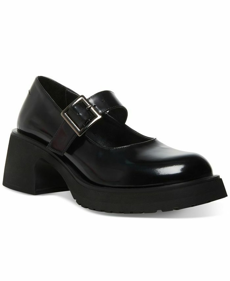 Flats & Loafers * | Steve Madden Women'S Tulip Platform Mary Jane Flats Black Box Patent