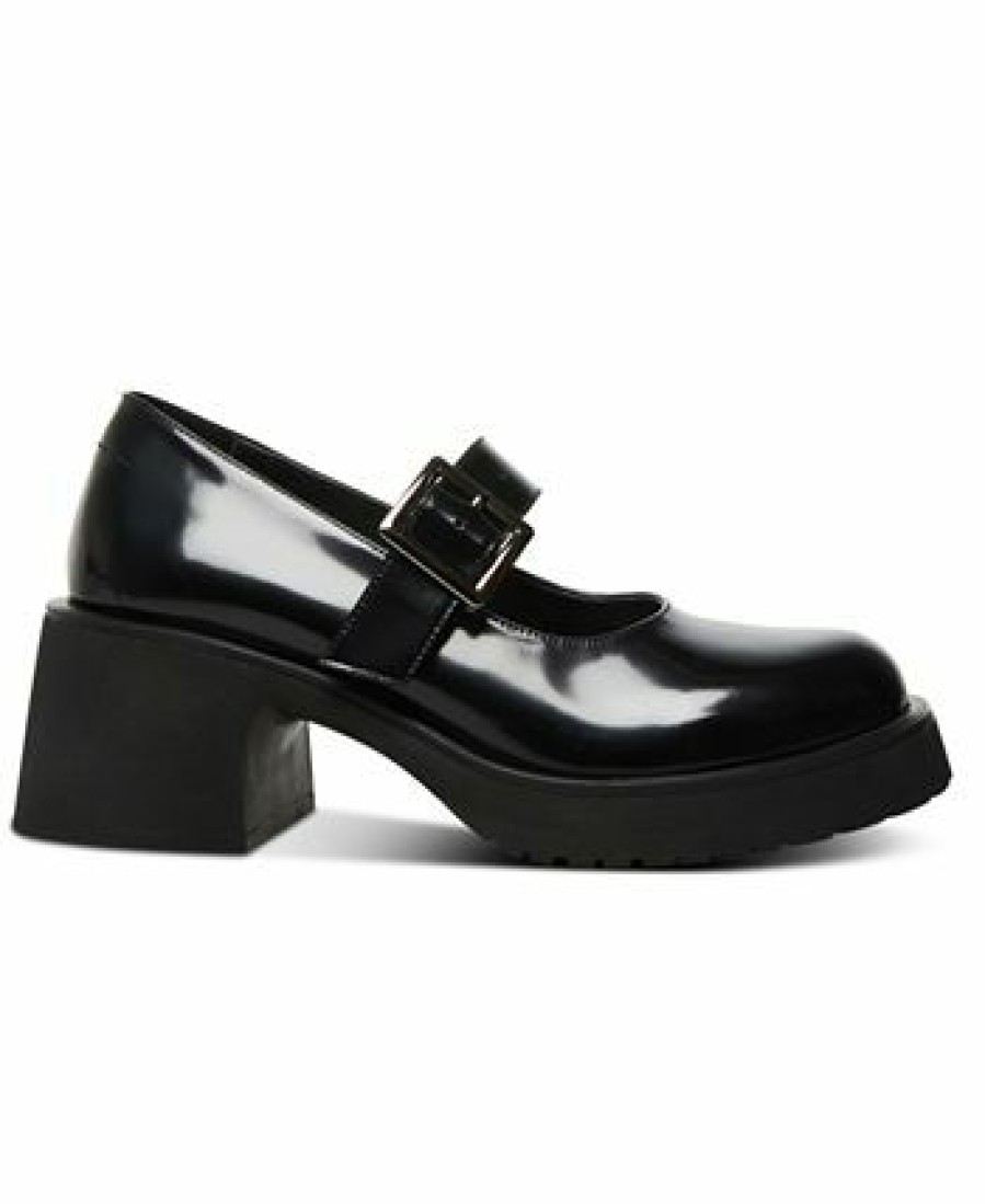 Flats & Loafers * | Steve Madden Women'S Tulip Platform Mary Jane Flats Black Box Patent