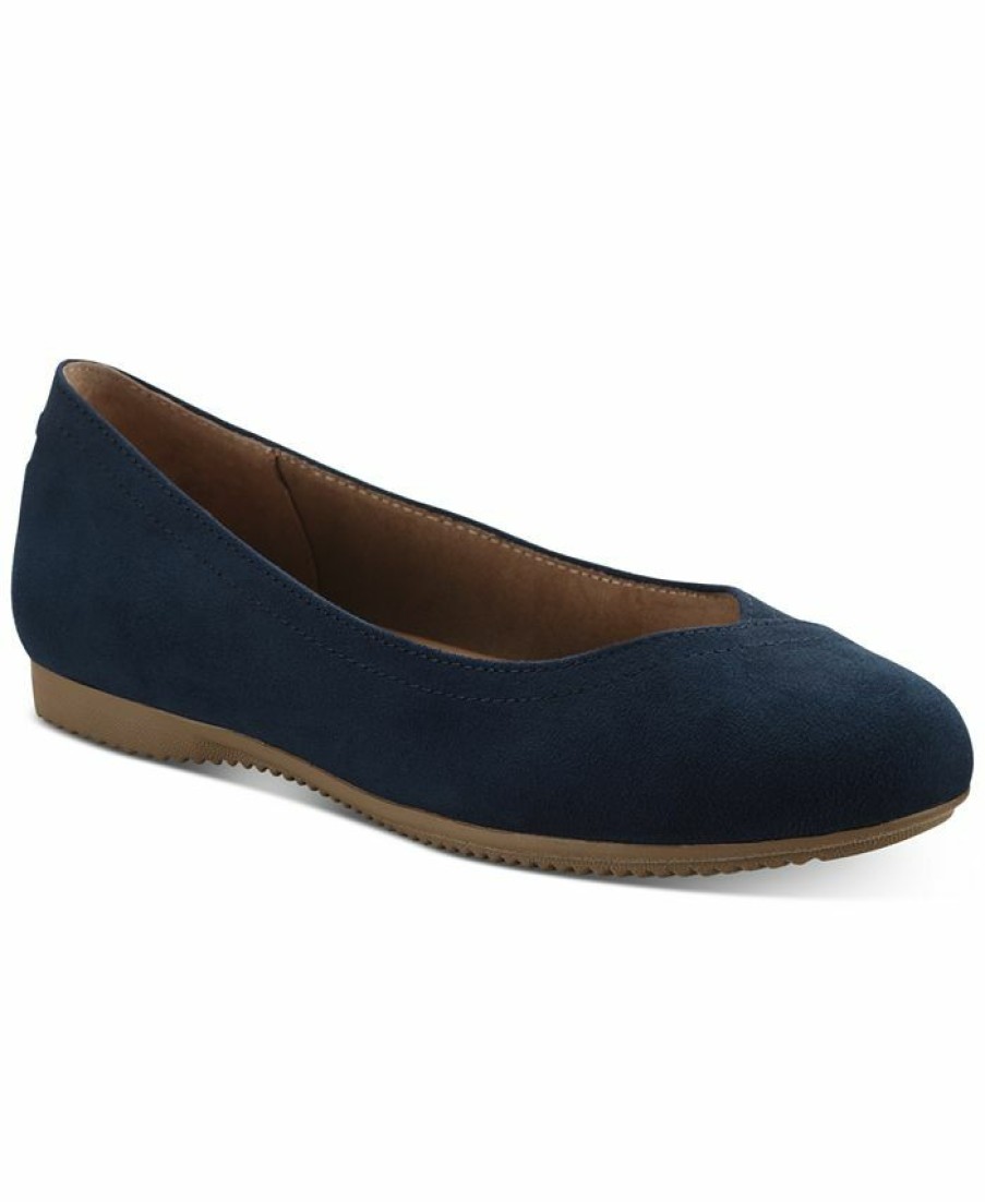 Flats & Loafers * | Style & Co Lydiaa Ballet Flats, Created For Macy'S Navy Micro