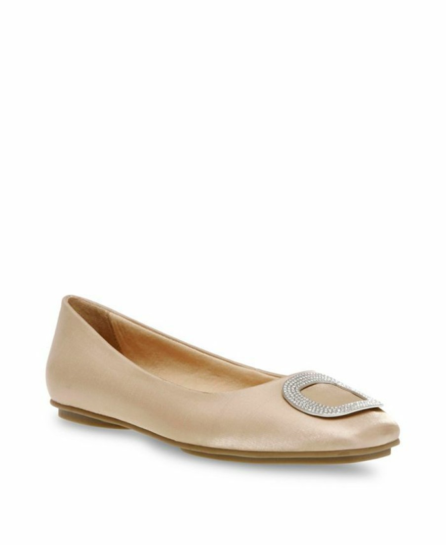 Flats & Loafers * | Anne Klein Women'S Ari-C Buckle Detail Ballet Flat Natural