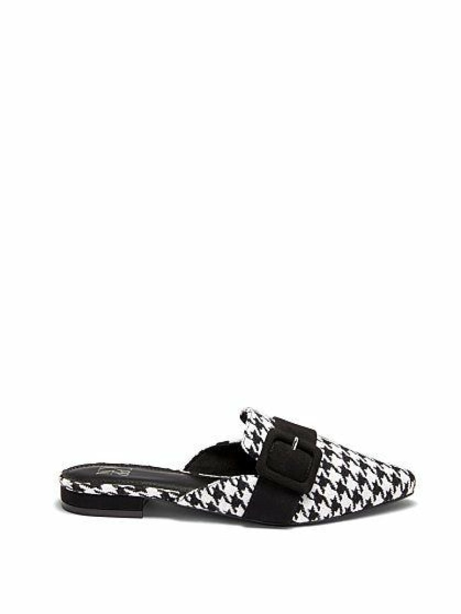 Flats * | New York & Company Parker Flat Mule Houndstooth Black - Black/White