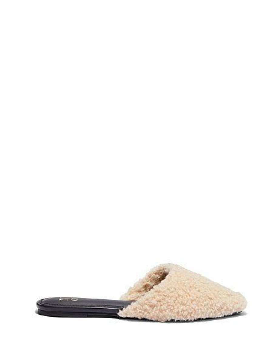 Flats * | New York & Company Andi Flat Mule Faux-Sherpa Natural - Camel