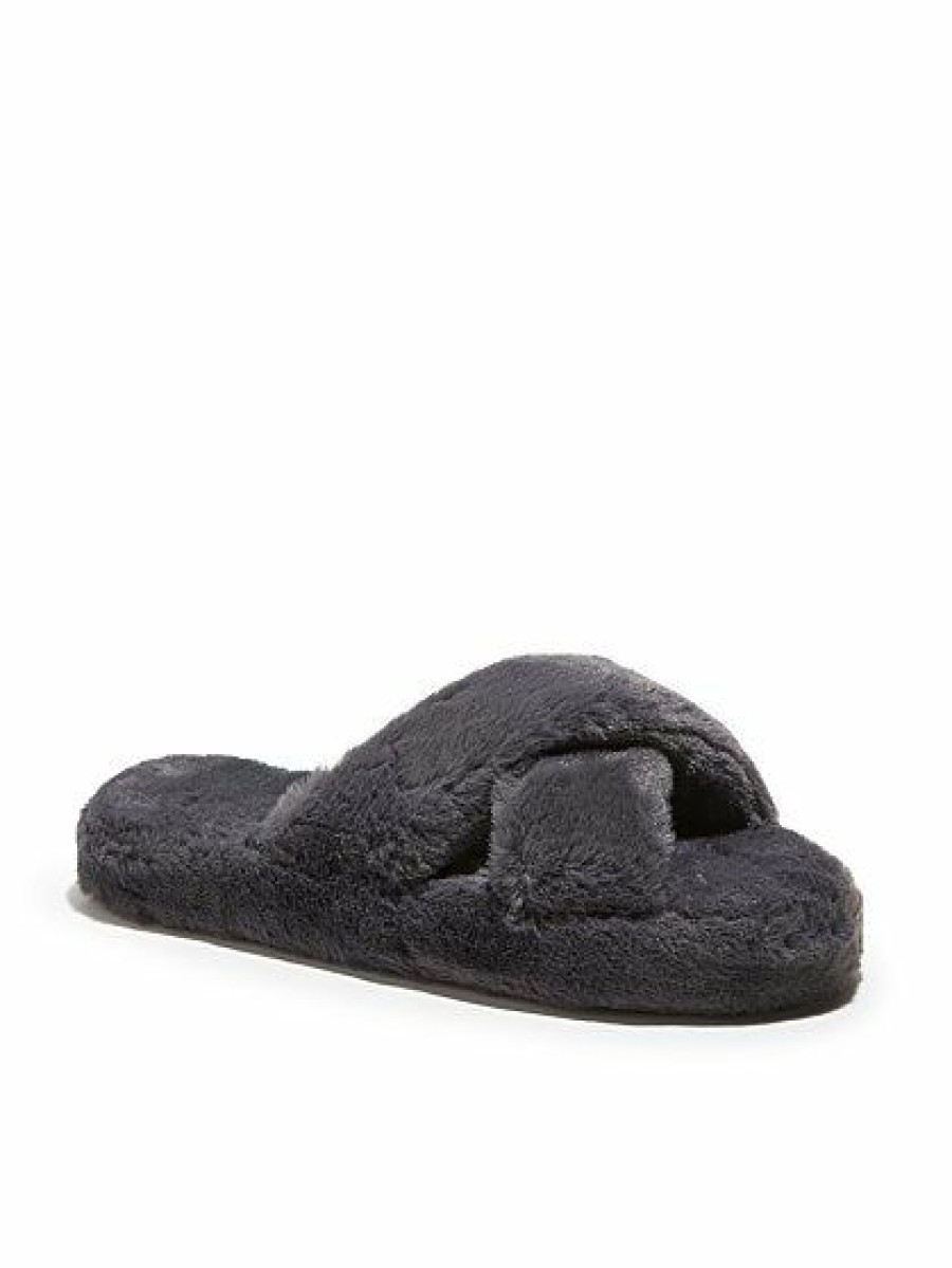 Slippers * | New York & Company Furry Crossover Slippers