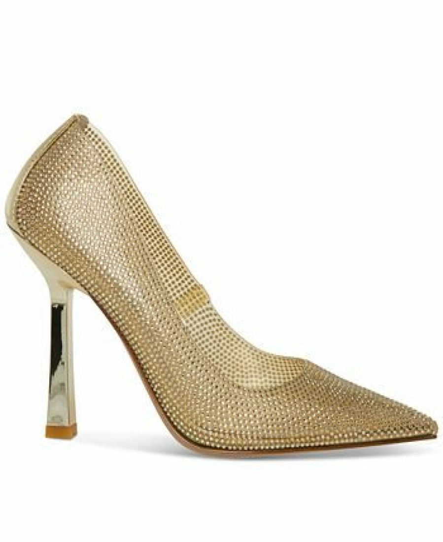 Heels & Pumps * | Steve Madden Women'S Martina Rhinestone Pointed-Toe Pumps Gold Rhinestone