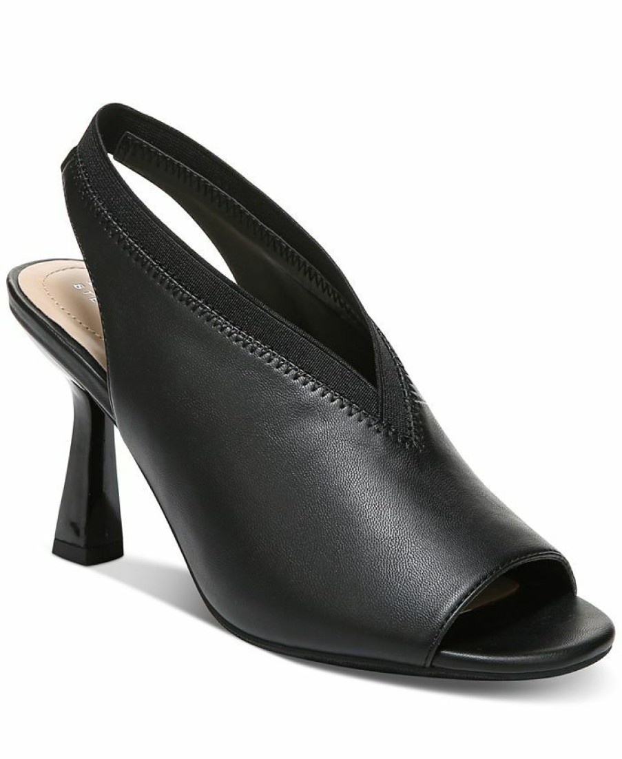 Heels & Pumps * | Alfani Women'S Ceal Peep-Toe Slingback Pumps, Created For Macy'S Black Smooth