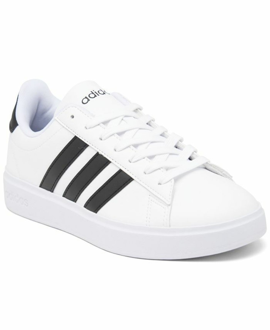 Finish Line Women'S Shoes * | Adidas Women'S Grand Court Cloudfoam Lifestyle Court Comfort Casual Sneakers From Finish Line White, Core Black