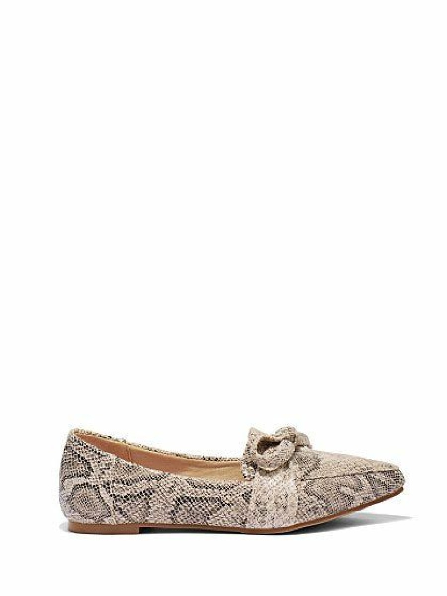 Flats * | New York & Company Nia Loafer Snake Print Grey - Grey