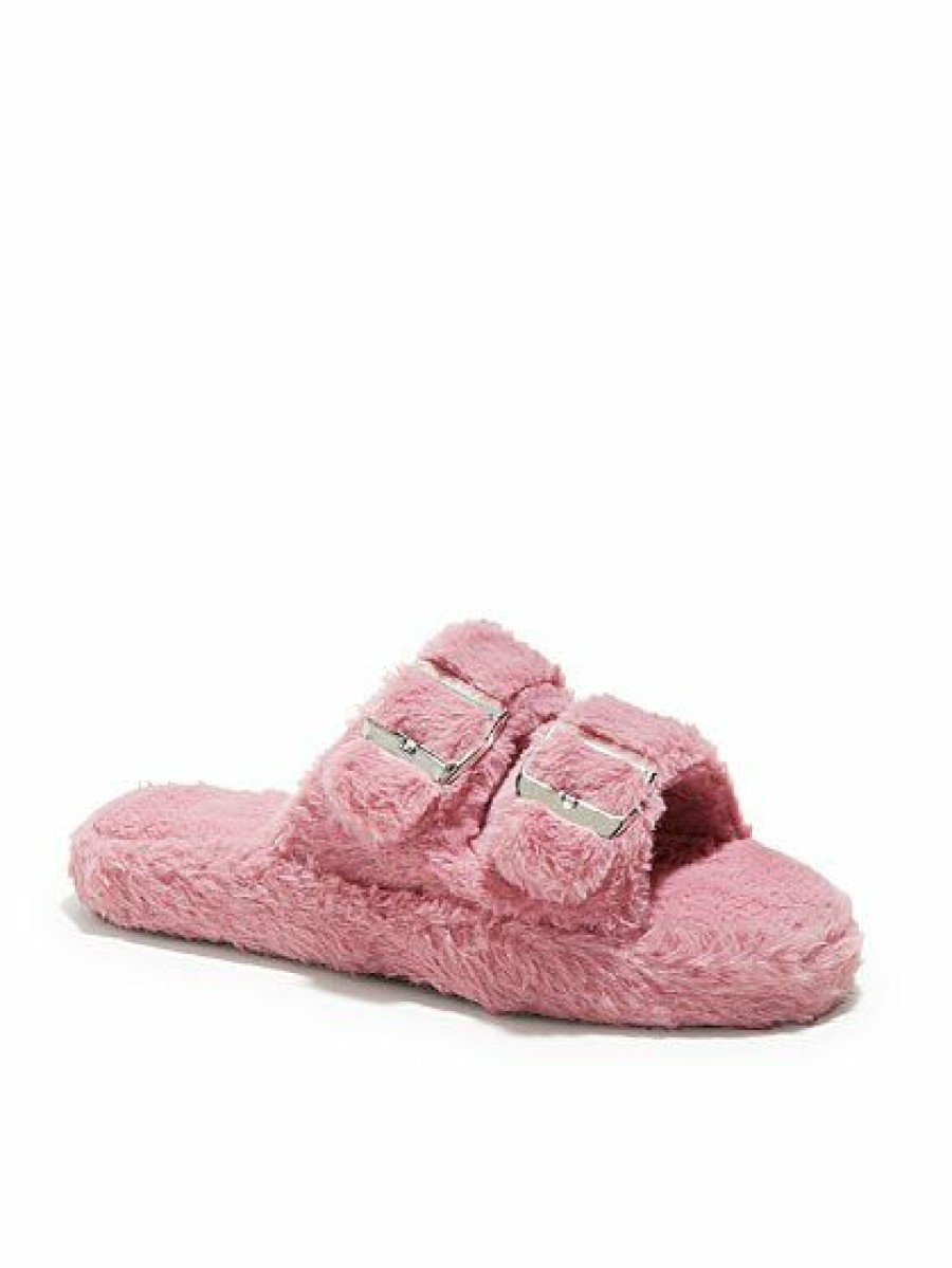 Slippers * | New York & Company Double-Buckle Faux-Fur Slippers