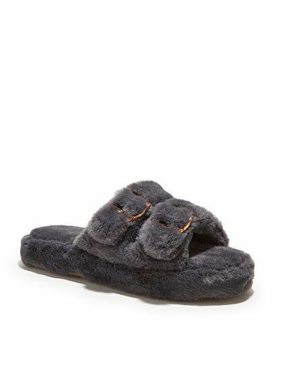 Slippers * | New York & Company Double-Buckle Faux-Fur Slippers