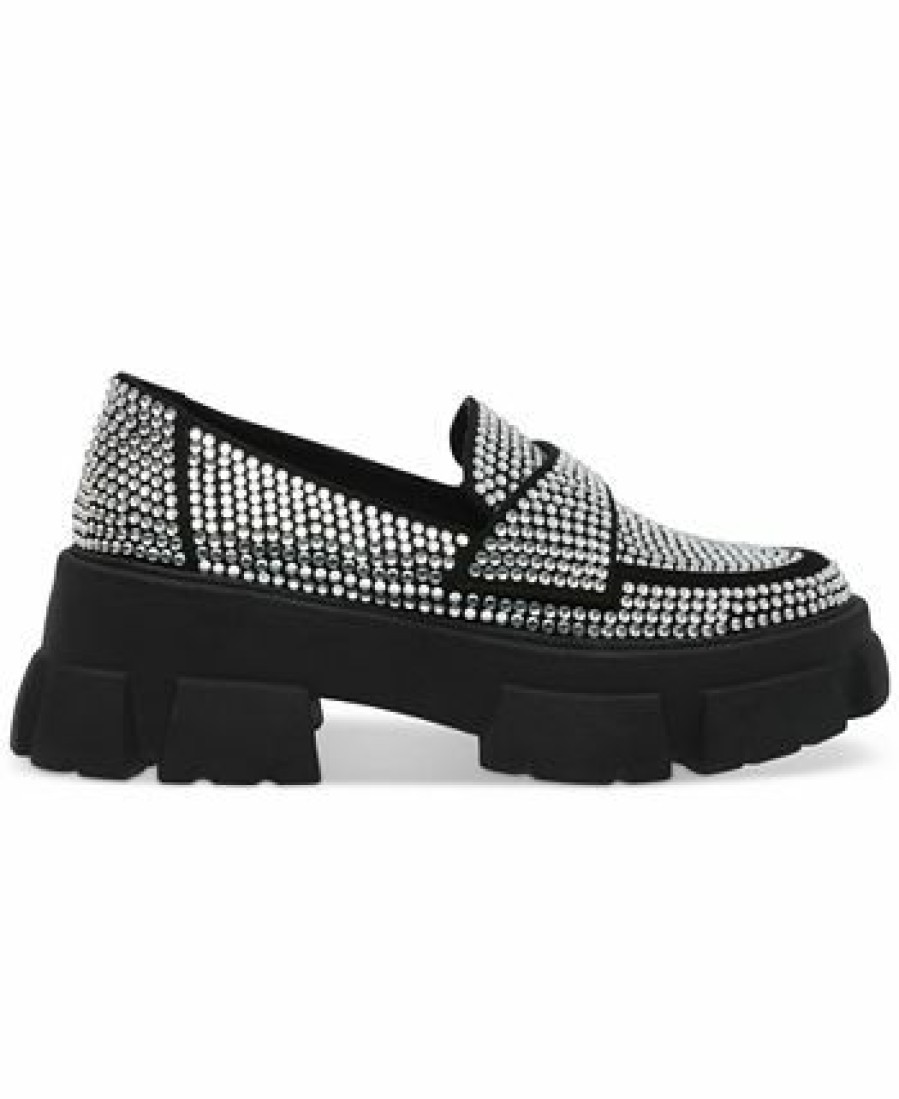 Flats & Loafers * | Steve Madden Women'S Trifecta Lug-Sole Tailored Loafers Rhinestone