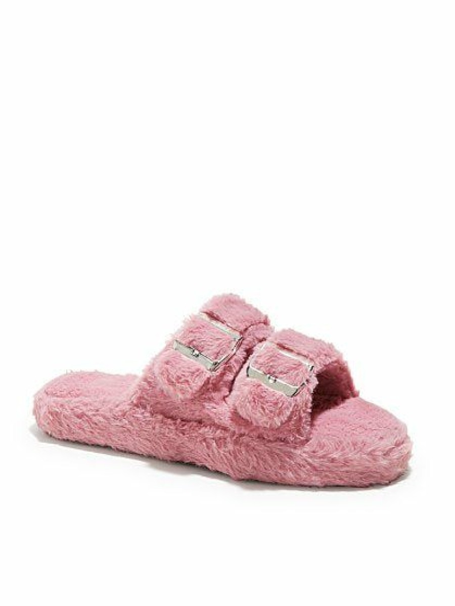 Slippers * | New York & Company Double-Buckle Faux-Fur Slippers