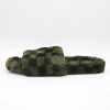 Slippers * | New York & Company Green & Black Faux-Fur Checkerboard Slippers Kw Fashion Green - Olive