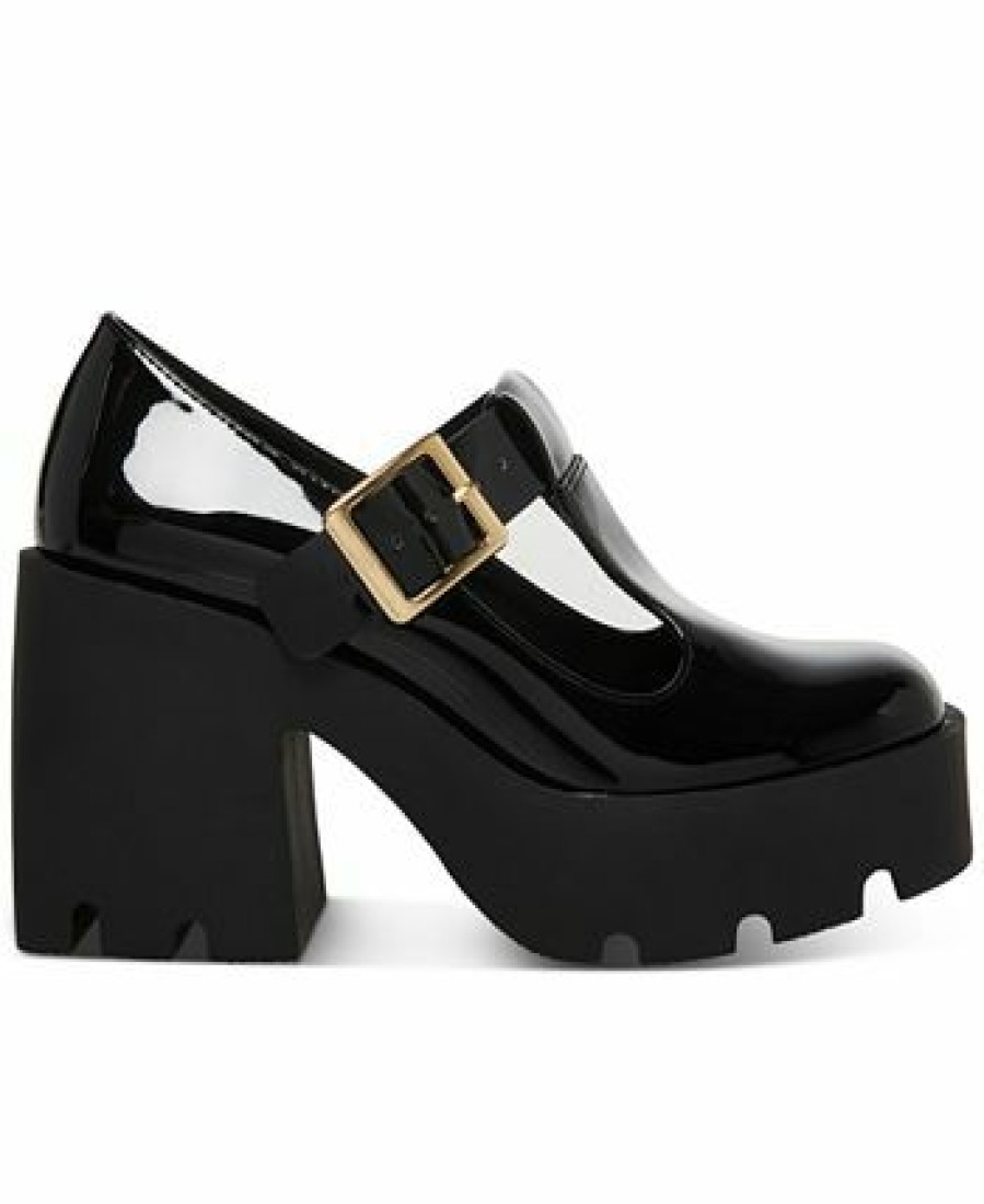 Heels & Pumps * | Steve Madden Women'S Paloma Mary Jane Lug-Platform Pumps Black Patent