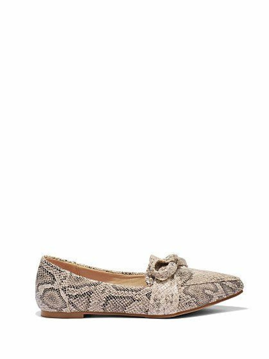 Flats * | New York & Company Nia Loafer Snake Print Grey - Grey