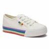 Sneakers * | New York & Company Platform Canvas Sneaker Rainbow Sole White - White