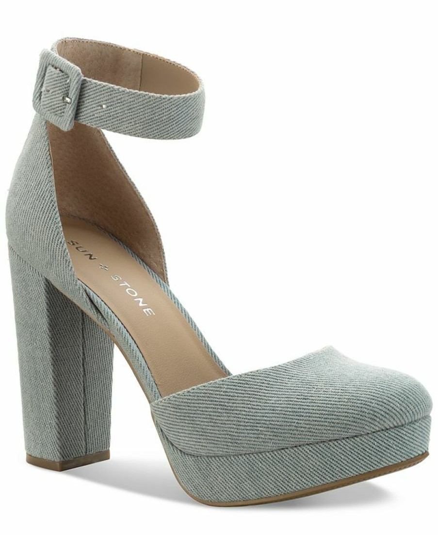 Heels & Pumps * | Sun + Stone Estrella Block-Heel Pumps, Created For Macy'S Denim