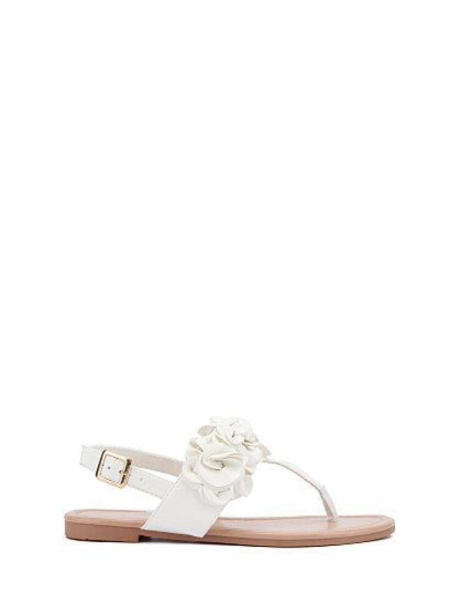 Sandals * | New York & Company T-Strap Floral-Detail Sandal