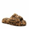 Slippers * | New York & Company Double-Buckle Faux-Fur Slippers Leopard-Print Black - Black