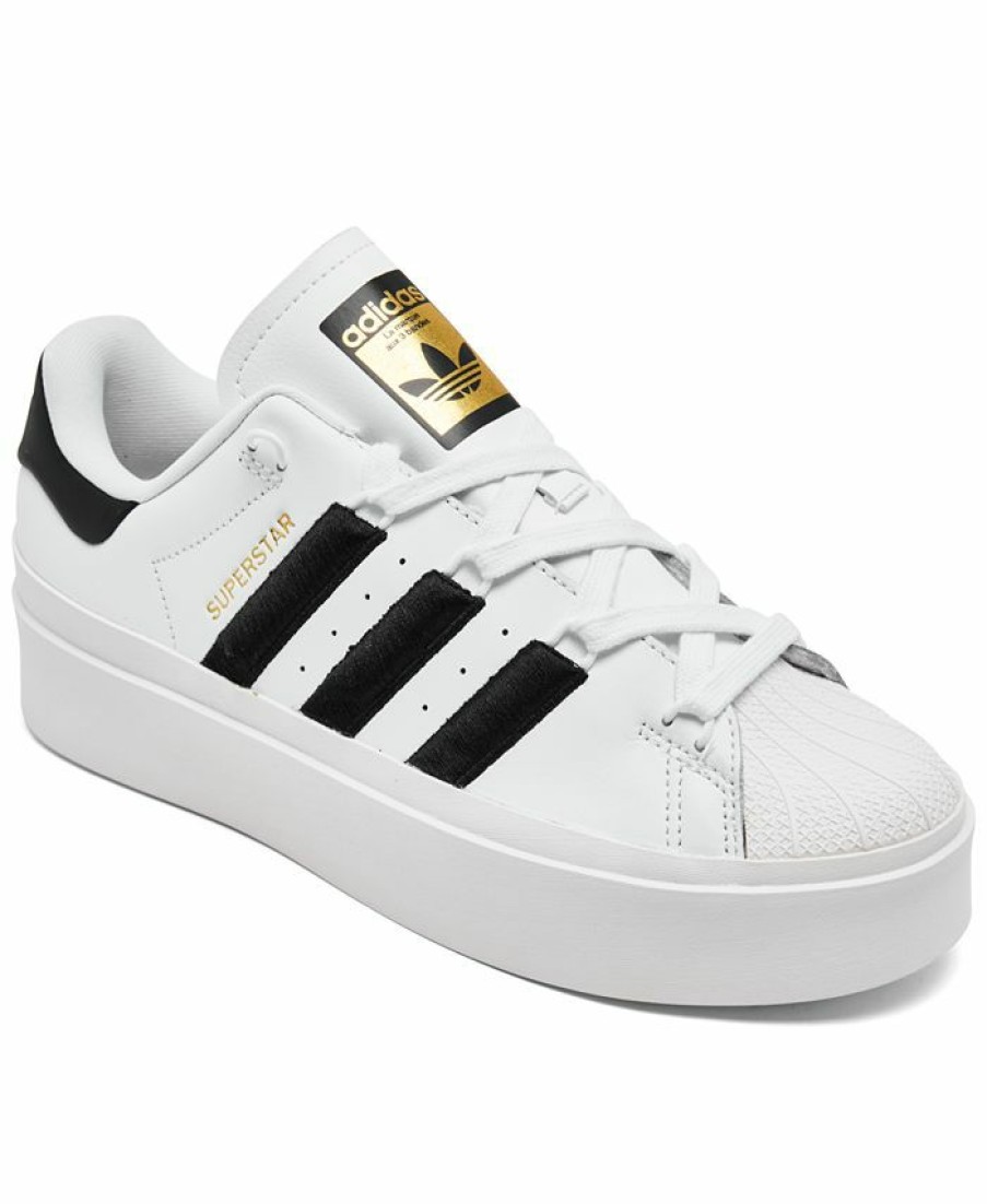 Finish Line Women'S Shoes * | Adidas Women'S Originals Superstar Bonega Casual Sneakers From Finish Line Cloud White, Black, Gold-Tone Metal