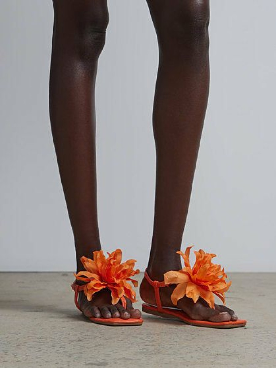 Sandals * | New York & Company T-Strap Floral-Detail Sandal