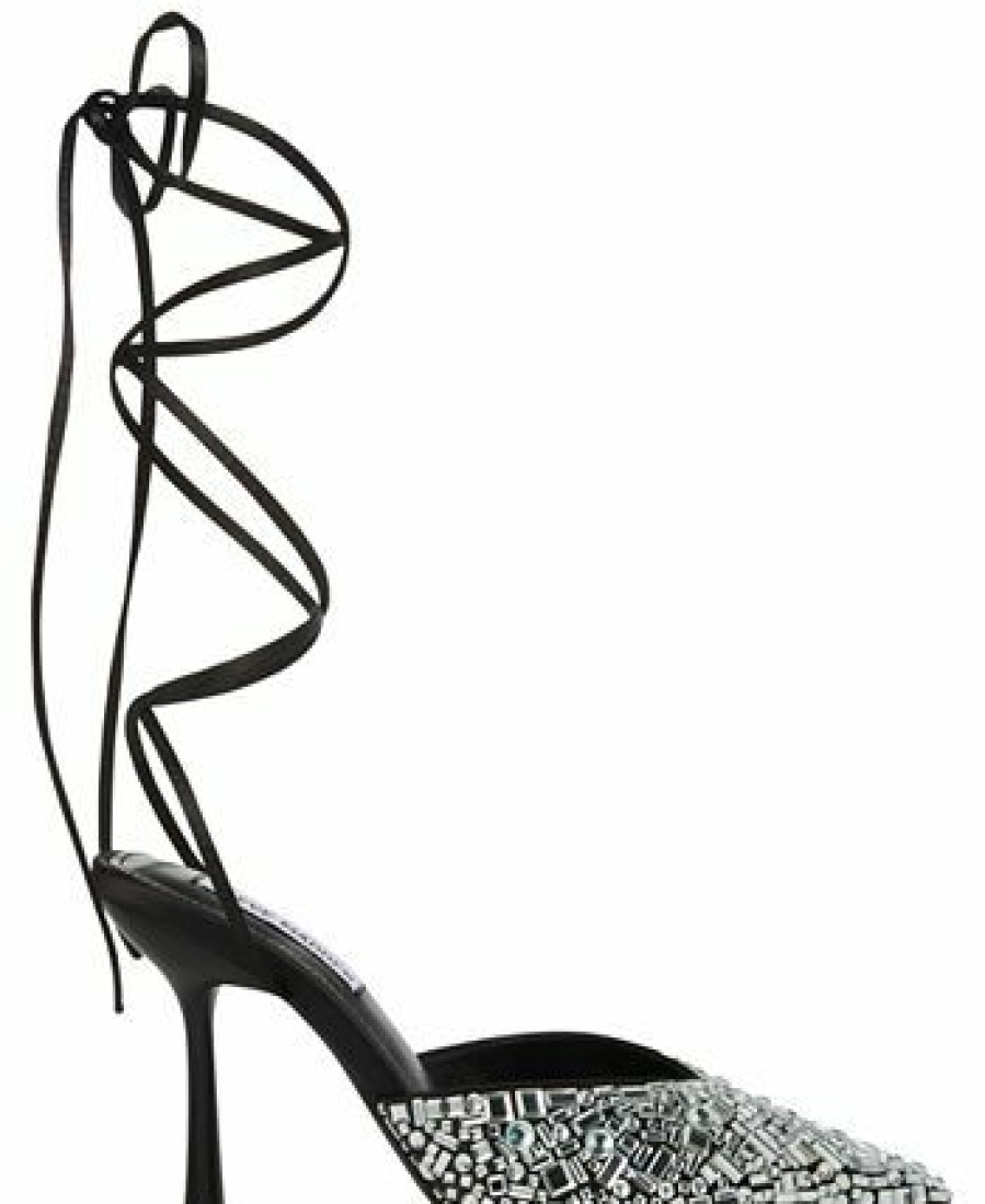 Heels & Pumps * | Steve Madden Women'S Ravish Rhinestone Ankle-Tie Pumps Black Gemstone