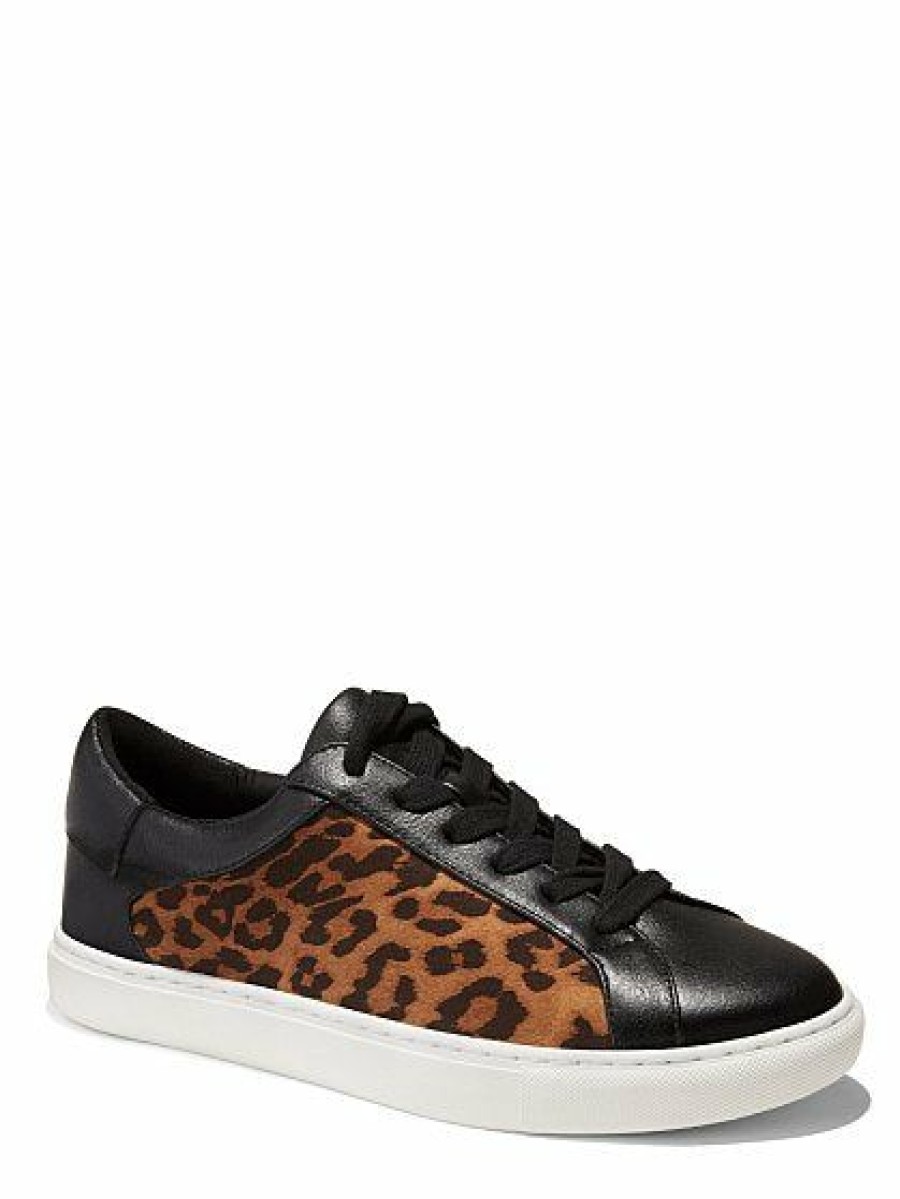 Sneakers * | New York & Company Ana Lace-Up Sneaker Leopard-Print Black - Black