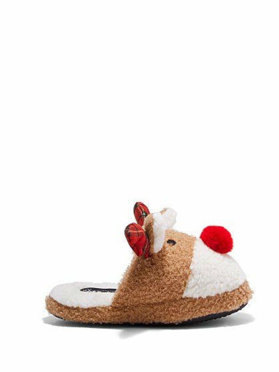 Slippers * | New York & Company Cozy Reindeer Slipper Brown - Tan