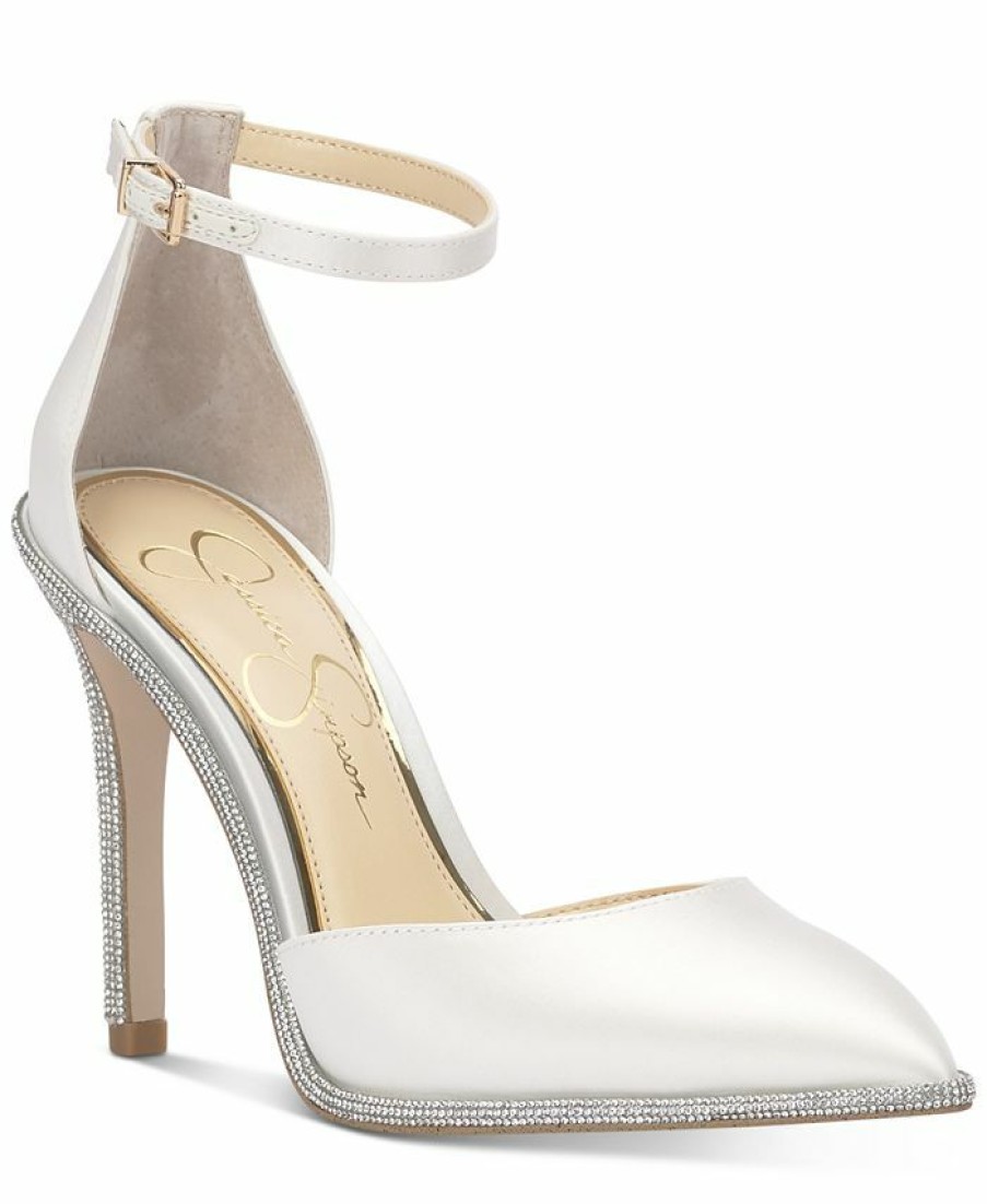 Heels & Pumps * | Jessica Simpson Women'S Pemota-B Pointed-Toe Ankle-Strap Pumps White